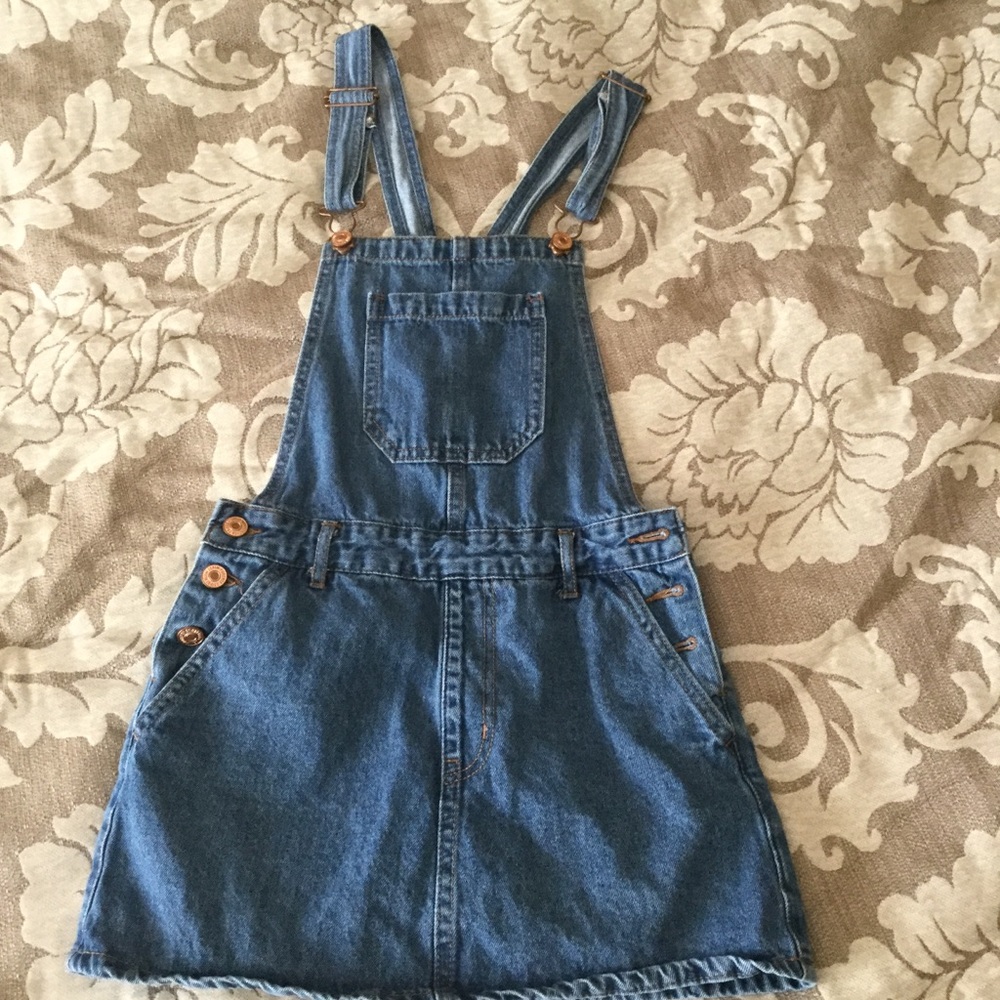 Denim overall mini skirt